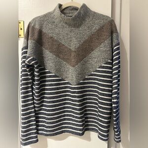 THML Gray and Brown Chevron mock neck Sweater